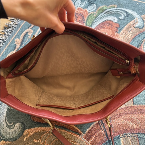 Michael Kors Deep Red Tote with Gold Chain Handles | Like New Condition - Picture 10 of 11